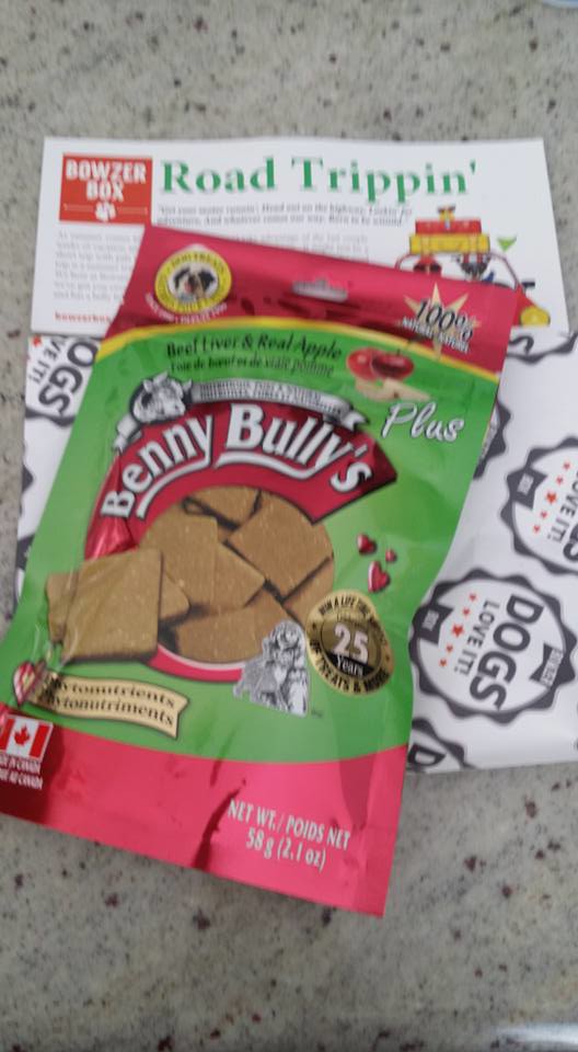 Bowzer Box Review August Road Trippin': Benny Bullys Plus (Beef liver & Real Apple)